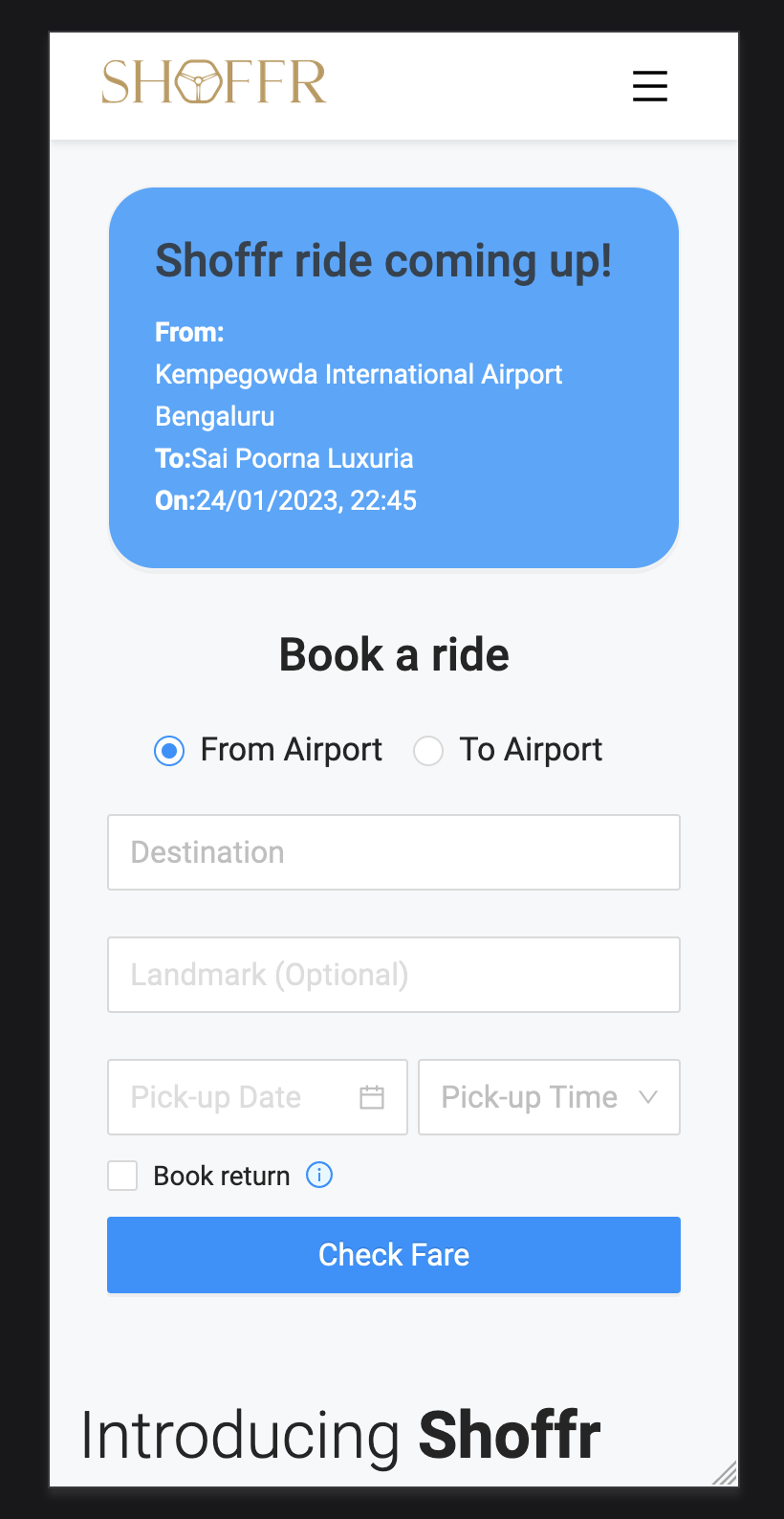 Launch: Upcoming ride widget